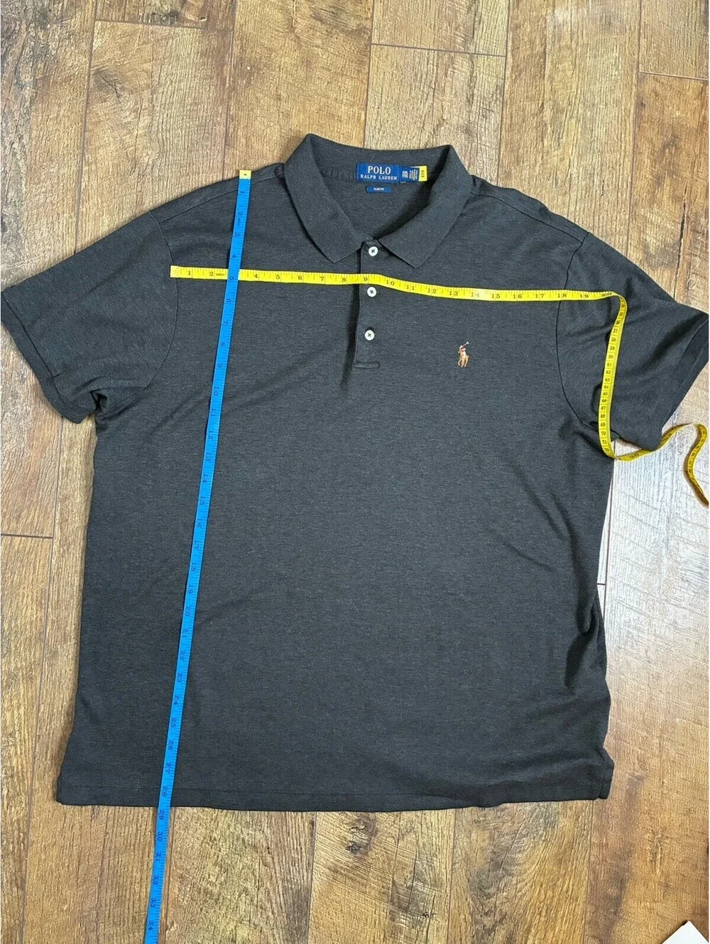 Polo Ralph Lauren Mens Slim Fit Cotton Knit Polo Shirt XXL Gray Solid Logo